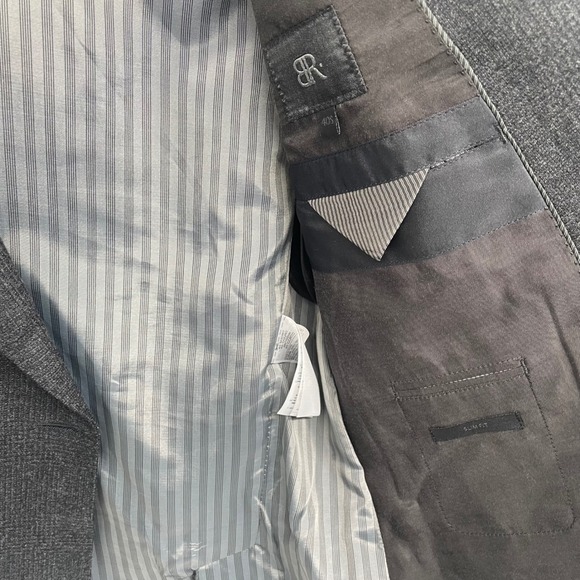 Banana Republic Glen Plaid Men 40S Wool Super 120s Double Breasted Blazer Gray - Picture 6 of 12